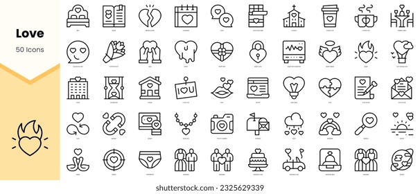 Set of love Icons. Simple line art style icons pack. Vector illustration