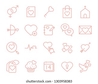 set of love icons, such as heart, gift, card, valentine, wedding