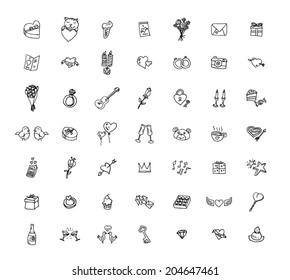 Set of love icons, vector illustration.