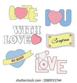 A set of love inscriptions. Love, valentine's day