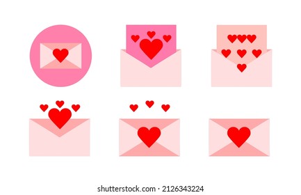 set of love letter icons