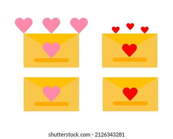set of love letter icons