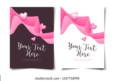 set of love letter, valentine card layout with dynamic abstract style background, cover, poster, wallpaper design template