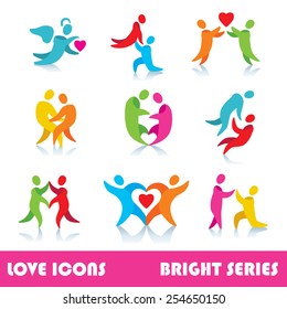 Set of love logo vector icons, bright series