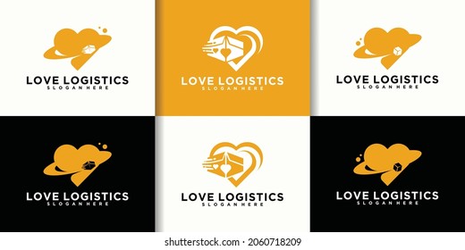set Love and negative logistics box logo design