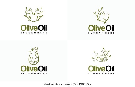 Set of Love Olive Oil Logo designs concept vector