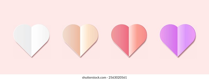 Set of love paper cut style with cute and attractive pastel colors, suitable for your design needs with a Valentine's, love and affection theme.