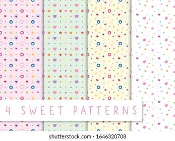 Set of love pattern with colorful heart and star in the pastel backdrop. creative pattern with sweet heart concept