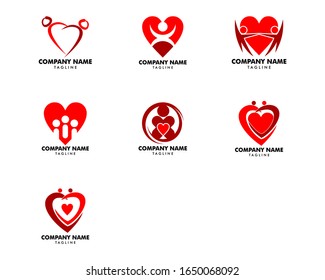 Set of Love People Logo Template Design Vector