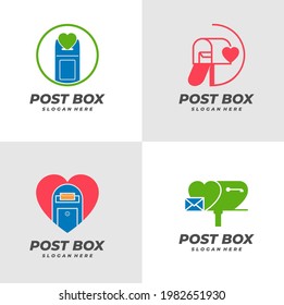 Set of Love Post Box logo vector template, Creative Post Box logo design concepts.