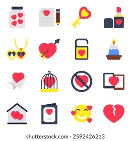 Set of Love and Romance Flat Icons

