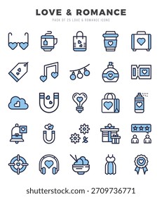 Set of Love and Romance Icons Two Color icons collection.