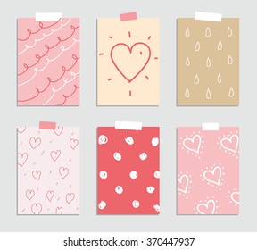 Set of love and romantic cards. Template for invitation, scrapbooking, wedding, journaling or diary.