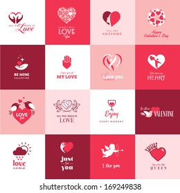 Set of love and romantic icons for Valentines day