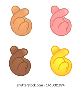 Set of "Love Sign" finger gesture, thumbs and indexes form the heart symbol, emoticons for social media or chat application cartoon vector