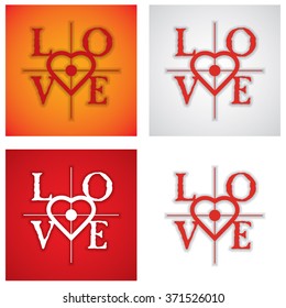 Set of Love sign with heart and text