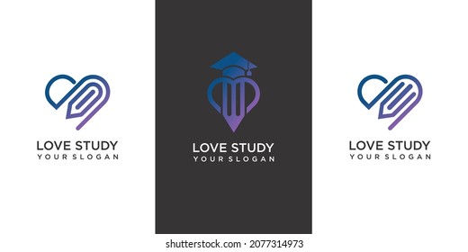 set of Love study logo template with modern concept premium vector