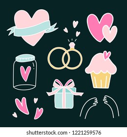 Set of love symbols vector