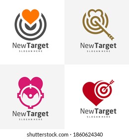 Set of Love Target logo vector template, Creative Target logo design concepts, Icon symbol, illustration