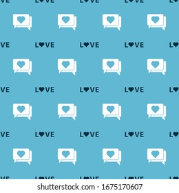 Set Love text and Like and heart on seamless pattern. Vector