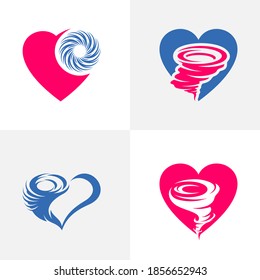 Set of Love Tornado logo vector template, Creative Twister logo design concepts, icon symbol