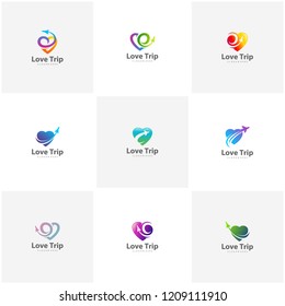 Set of Love Travel Logo. Travel logo design Vector template