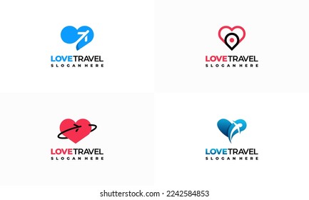 Set of Love Travel Logo designs concept vector, Travel Agencies logo symbol