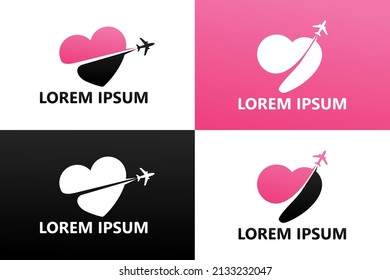 Set of love travel logo template design vector