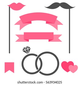 Set of love and wedding elements and icons