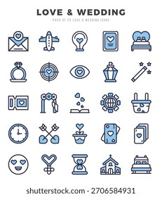 Set of Love and Wedding icons. Vector Illustration.