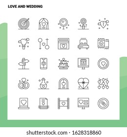 Set of Love And Wedding Line Icon set 25 Icons. Vector Minimalism Style Design Black Icons Set. Linear pictogram pack.