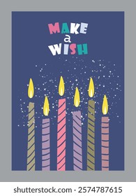 Set of lovely birthday cards design with cake, balloons, birthday candle and typography. Vector illustration.