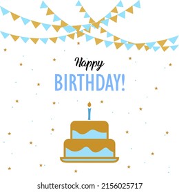 Set of lovely birthday greeting cards with cakes