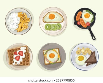 Set of lovely breakfast with egg.
