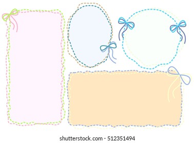 A set of lovely bright embroidered frames of threads with bows