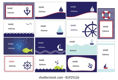 Set of lovely business cards in nautical style
