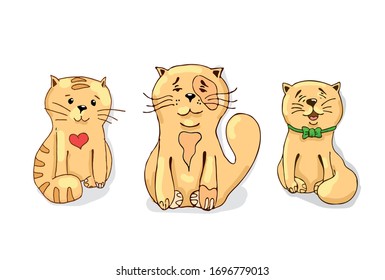 set of lovely cartoon cats
