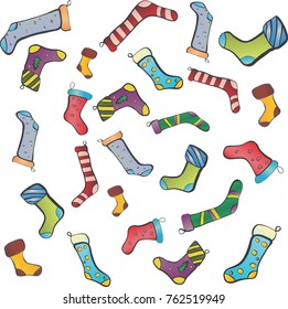set of lovely christmas socks vector illustration