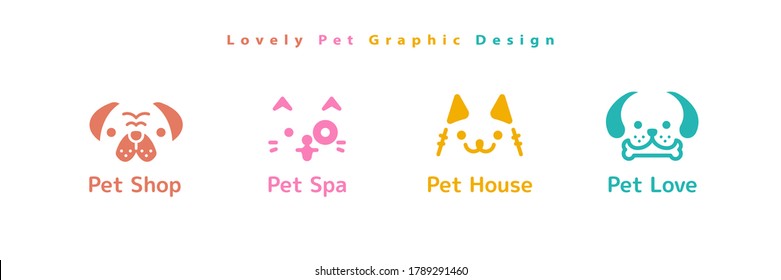 Set of lovely dog and cat head icons for pet shop, grooming, hotel and veterinarian svg