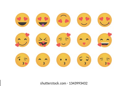 Set of lovely emoticon vector isolated on white background. Emoji vector. Smile icon collection. Reactions icon web.