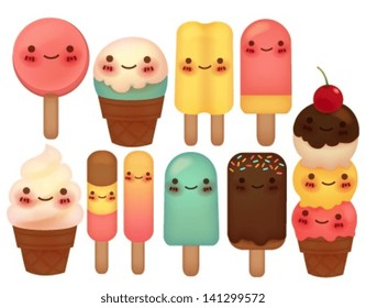 Set of Lovely Ice Cream - Vector File EPS10