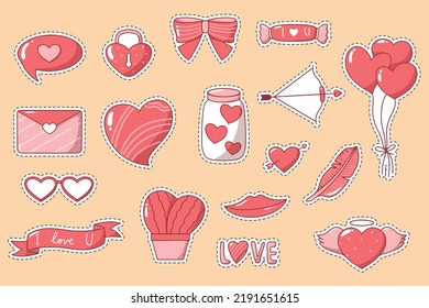 Set of lovely illustration stickers