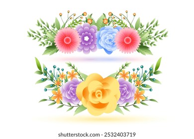 set of lovely natural floral element background for special occasion or event vector