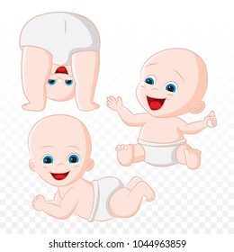 Set Of Lovely Newborn Baby Cute , Happy Cartoon Character, Vector Illustration.