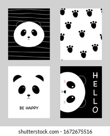 Conjunto de adorables vectores de tarjeta panda. 