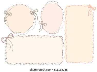 A set of lovely pink pastel embroidered  frames of threads with bows