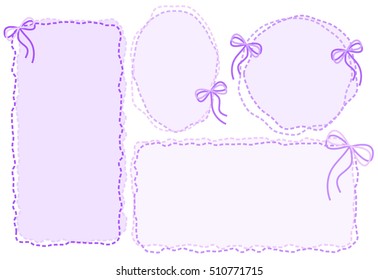 A set of lovely purple pastel embroidered  frames of threads with bows