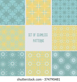 Set of lovely seamless patterns, can be used for web, wallpaper, background, surface textures