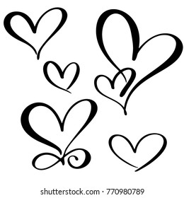 set lovers heart. Handmade vector calligraphy. Decor for greeting card, mug, photo overlays, t-shirt print, flyer, poster design
