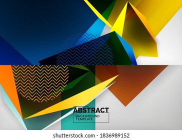 Conjunto de fondo abstracto geométrico 3d de baja polilla. Diseño poligonal. Ilustraciones vectoriales para portadas, pancartas, volantes y carteles y otros